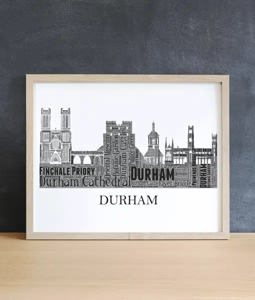 Personalised Durham City Skyline Word Art Picture City Skyline Prints