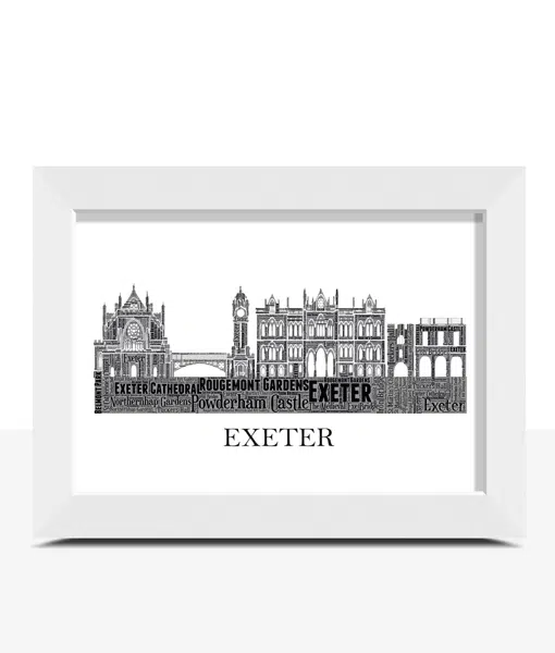Personalised Exeter Skyline Word Art Picture Print City Skyline Prints