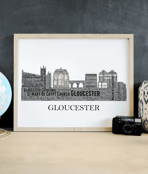 Personalised Gloucester Skyline Word Art City Skyline Prints