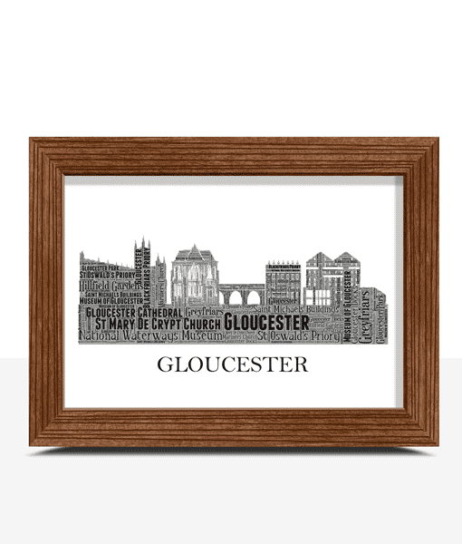 Personalised Gloucester Skyline Word Art City Skyline Prints