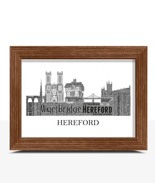 Personalised Hereford Skyline Word Art City Skyline Prints