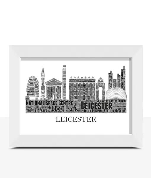 Personalised Leicester City Skyline Word Art Picture Frame Gift City Skyline Prints