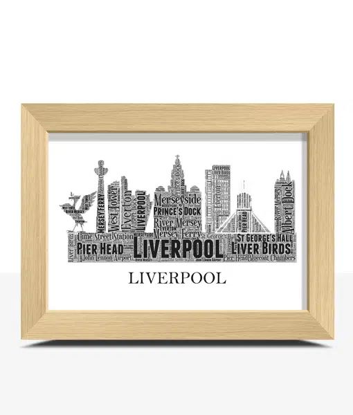 Personalised Liverpool Skyline Word Art City Skyline Prints