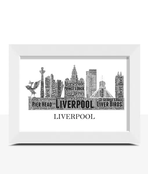 Personalised Liverpool Skyline Word Art City Skyline Prints