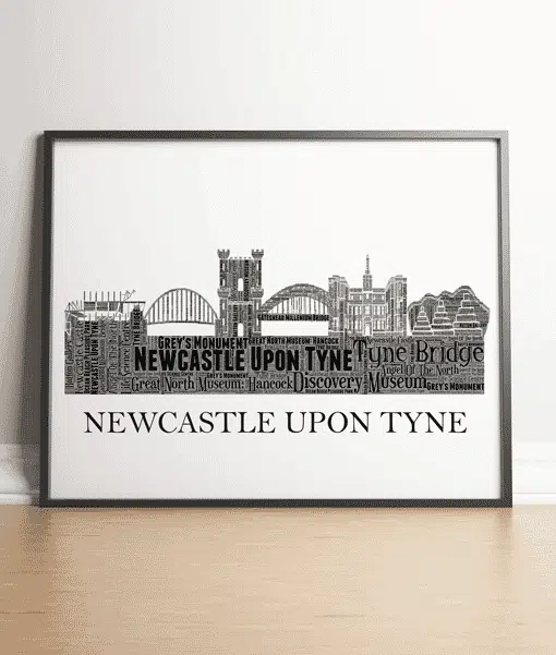 Personalised Newcastle upon Tyne Skyline Word Art City Skyline Prints