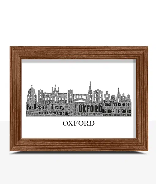 Personalised Oxford Skyline Word Art Gift Print City Skyline Prints