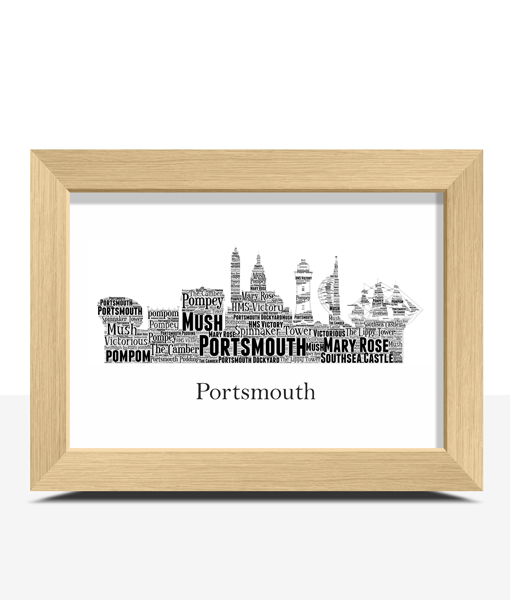 Personalised Portsmouth Skyline Word Art Print City Skyline Prints