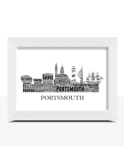 Personalised Portsmouth Skyline Word Art Print City Skyline Prints