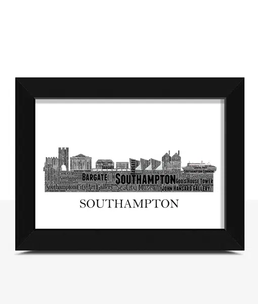 Personalised Southampton City Skyline Word Art Picture City Skyline Prints