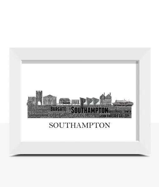 Personalised Southampton City Skyline Word Art Picture City Skyline Prints