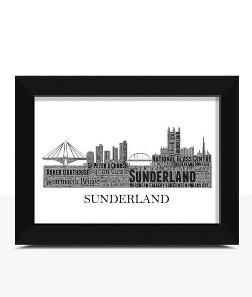 Personalised Sunderland Skyline Word Art City Skyline Prints