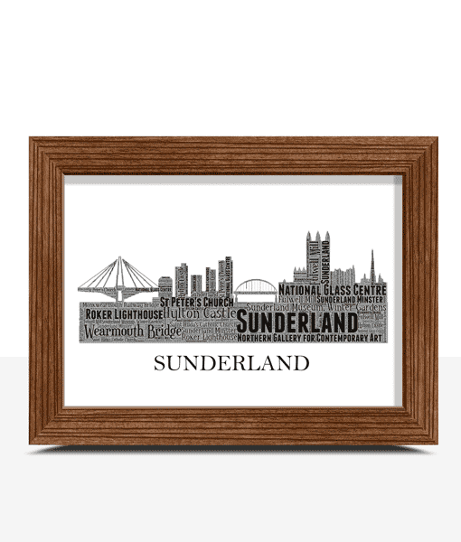 Personalised Sunderland Skyline Word Art City Skyline Prints