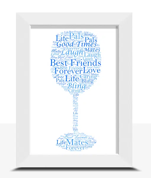 Personalised Wine Glass Word Art Picture Print Gift Food And Drink