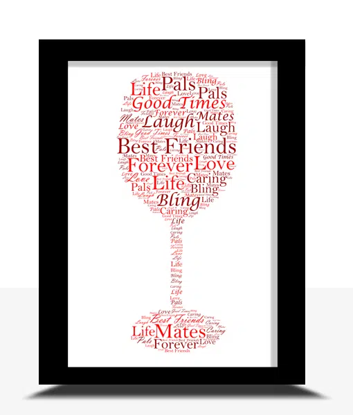 Personalised Wine Glass Word Art Picture Print Gift Food And Drink