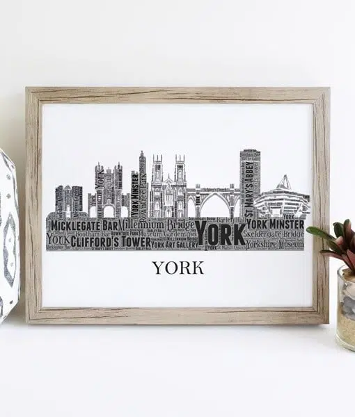 Personalised York Skyline Word Art City Skyline Prints