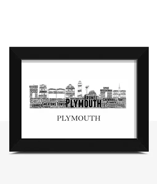 Personalised Plymouth Skyline Word Art City Skyline Prints