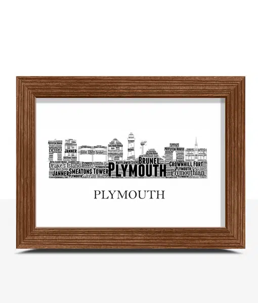 Personalised Plymouth Skyline Word Art City Skyline Prints