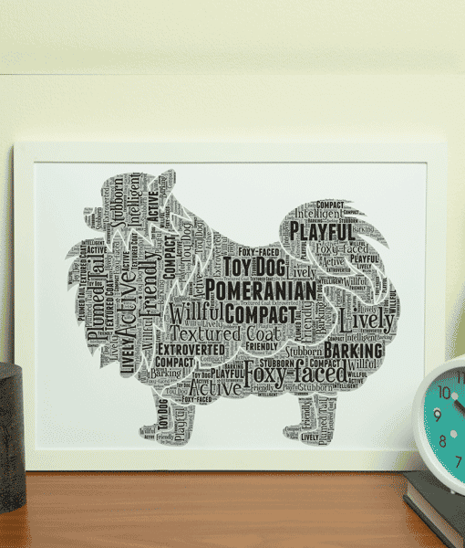 Personalised Pomeranian Dog – Word Art Animal Prints