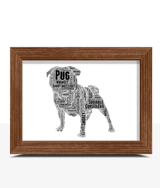 Personalised Pug Dog – Puggle Word Art Animal Prints