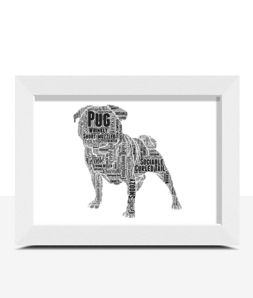 word art picture personalised gift present keepsake Dog pug pet in memory