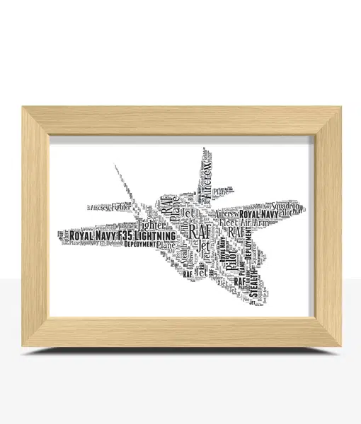 Royal Navy RAF F35 Lightning Jet – Personalised Word Art Gift Military Gifts