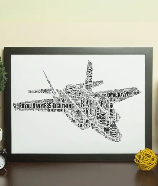 Royal Navy RAF F35 Lightning Jet – Personalised Word Art Gift Military Gifts