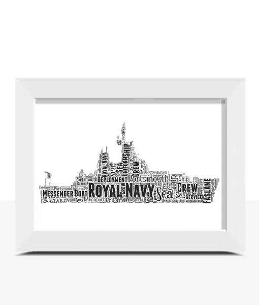 Royal Navy Messenger Boat – Personalised Word Art Gift Military Gifts
