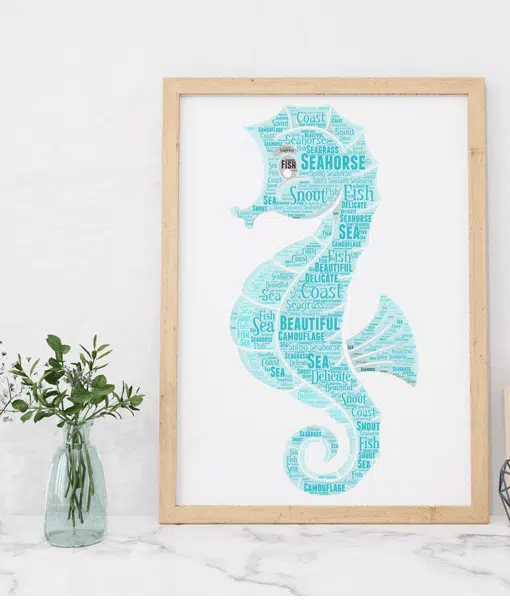 Seahorse Personalised Bathroom Picture Word Art Frame Animal Prints
