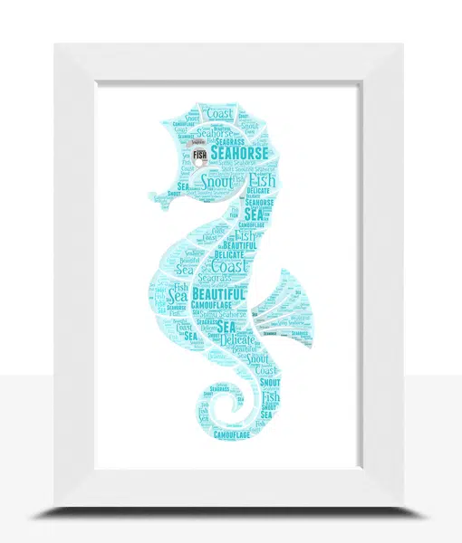 Seahorse Personalised Bathroom Picture Word Art Frame Animal Prints