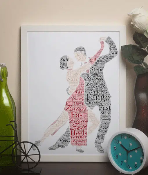 Tango Dancing Couple – Personalised Word Art Gift Dance Gifts