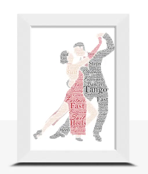 Tango Dancing Couple – Personalised Word Art Gift Dance Gifts