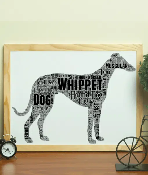 Personalised Whippet Dog – Word Art Animal Prints