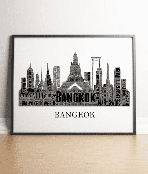 Personalised Bangkok Skyline Word Art City Skyline Prints