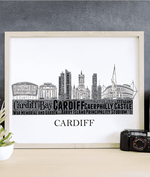 Personalised Cardiff Skyline Word Art City Skyline Prints