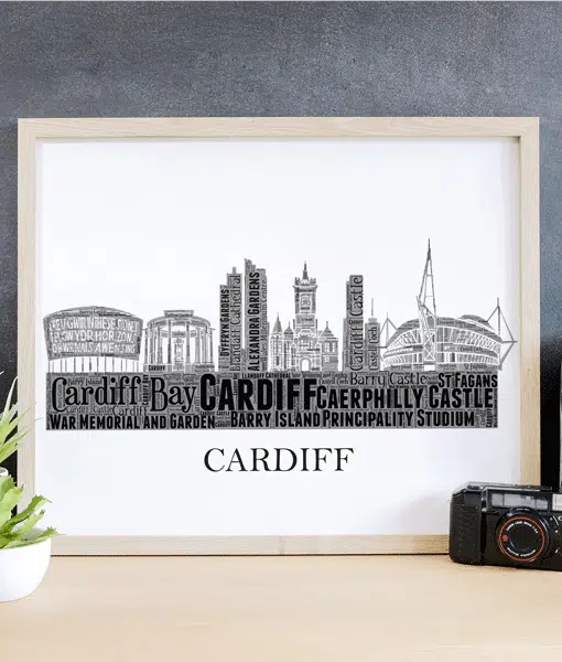 Personalised Cardiff Skyline Word Art City Skyline Prints