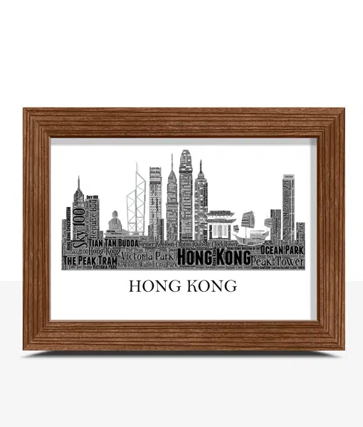 Personalised Hong Kong Skyline Word Art City Skyline Prints