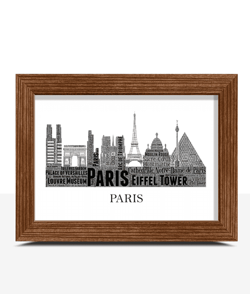 Personalised Paris Skyline Word Art City Skyline Prints