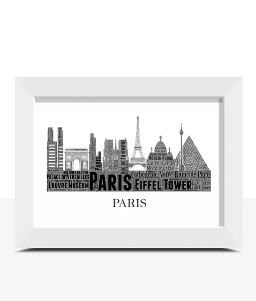 Personalised Paris City Skyline Word Wall Art Picture Gift City Skyline Prints
