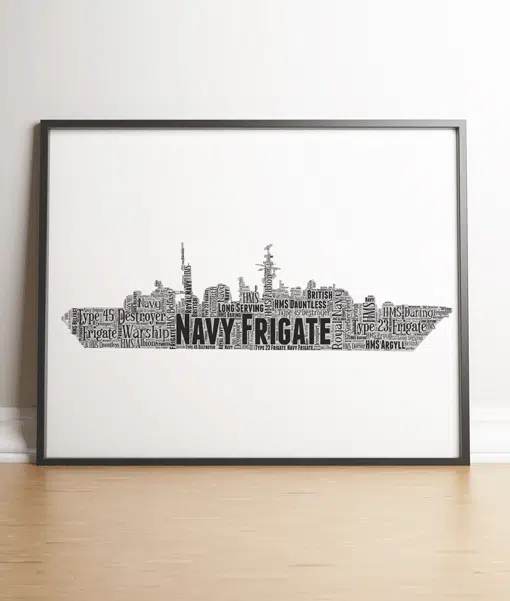 Personalised Royal Navy Frigate Ship Word Art Gift Military Gifts