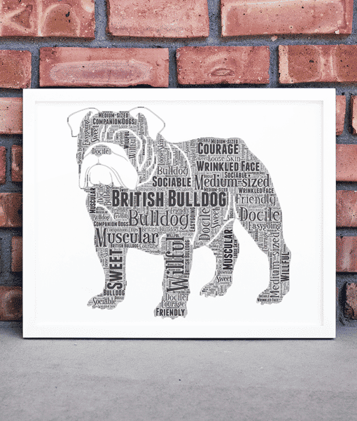 Personalised English British Bulldog Word Art Print Gift Animal Prints