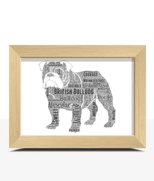 Personalised English British Bulldog Word Art Print Gift Animal Prints