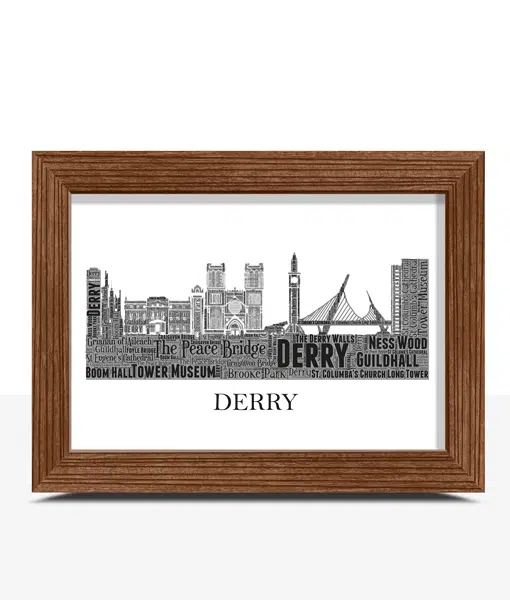 Personalised Derry Skyline Word Art City Skyline Prints