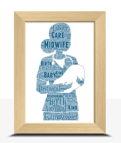 Personalised Midwife Word Art Gift Healthcare Gifts
