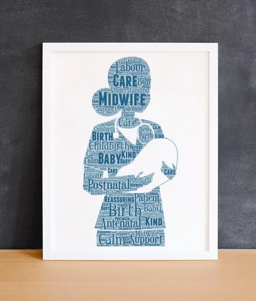 Personalised Midwife Word Art Gift Healthcare Gifts