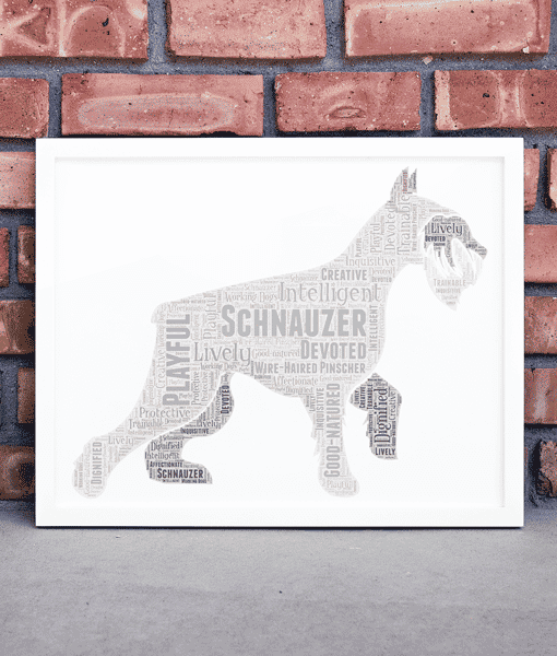 Personalised Schnauzer Dog Word Art Picture Frame Gift Animal Prints