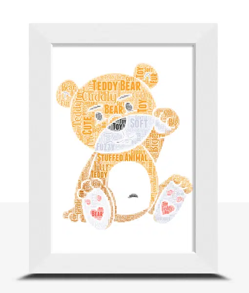 Personalised Teddy Bear Word Art Print – Nursery Picture Baby Shower Gifts