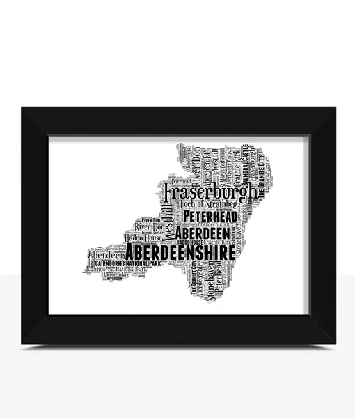 Aberdeenshire Personalised Word Art Map Maps