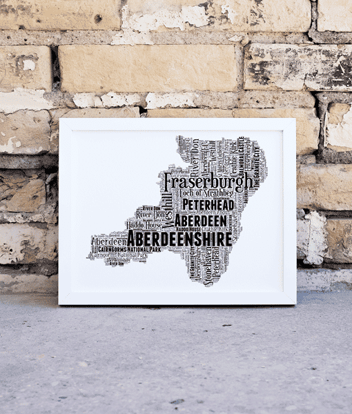 Aberdeenshire Personalised Word Art Map Maps
