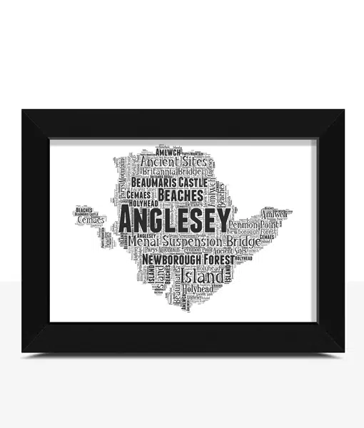 Anglesey – Personalised Word Art Map Picture Print Gift Maps