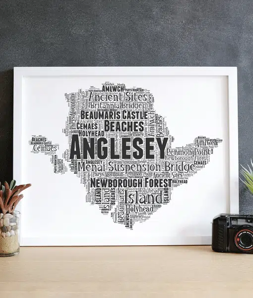 Anglesey – Personalised Word Art Map Picture Print Gift Maps